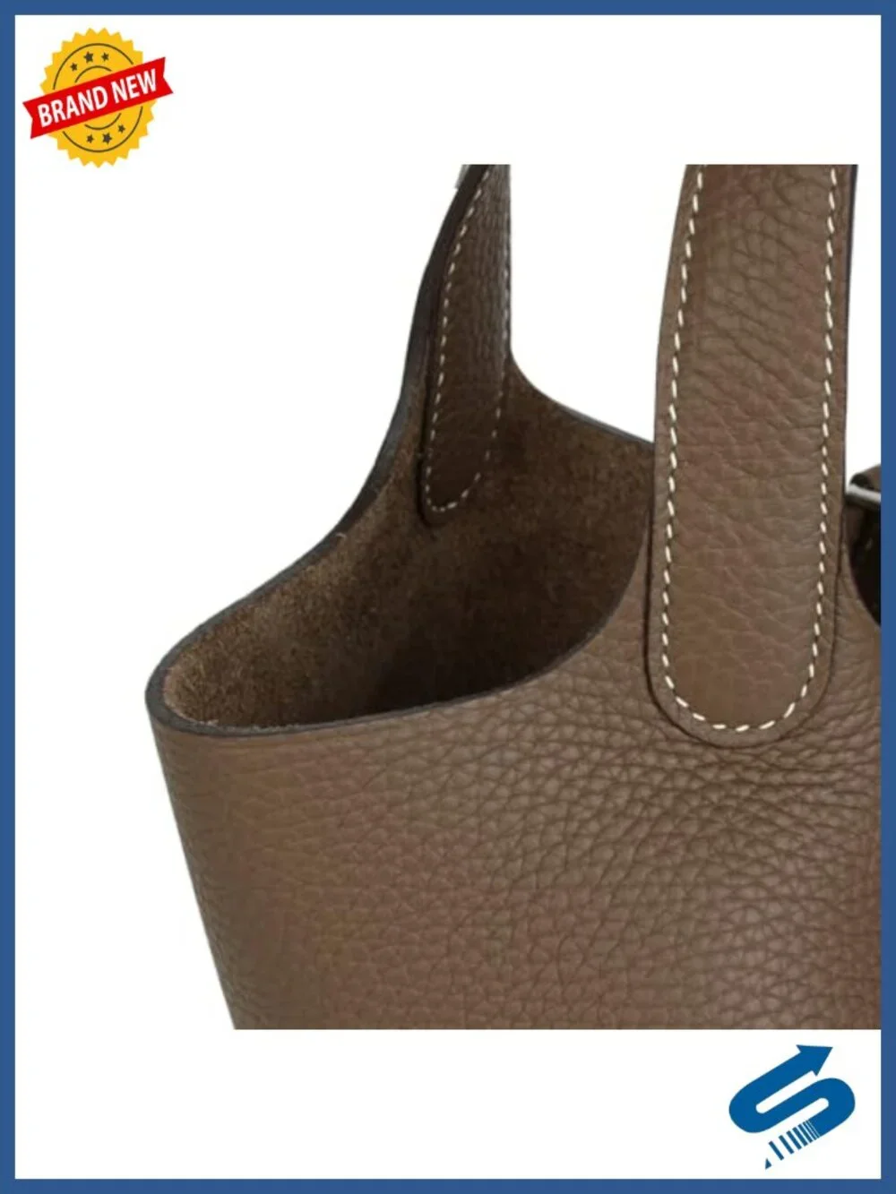 Genuine Leather Bucket Bag Handbag Detachable Scarf Tote Metal Clasp